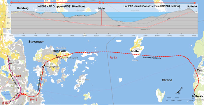 Fig 1. Marti Constructors (E02) and AF Gruppe (EO3) awarded US$415 million Solbakk Tunnel