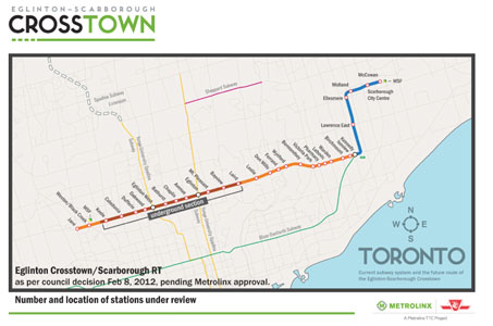 Fig 1. 19km Crosstown LRT alignment (orange and brown)